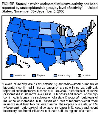 CDC flu map Dec. 11/03