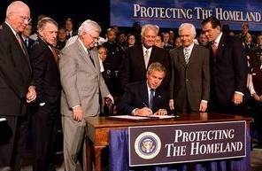 Bush signs Homeland Security Bill, Oct 1/03