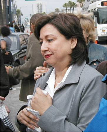 Councilwoman Reyes-Uranga @ Iraq rally Feb. 15/03